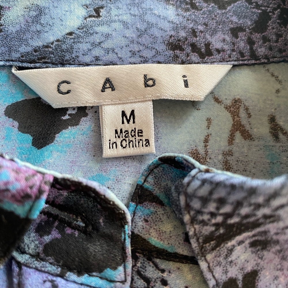Cabi Blue Python Sheer Blouse‎ - Picture 3 of 6